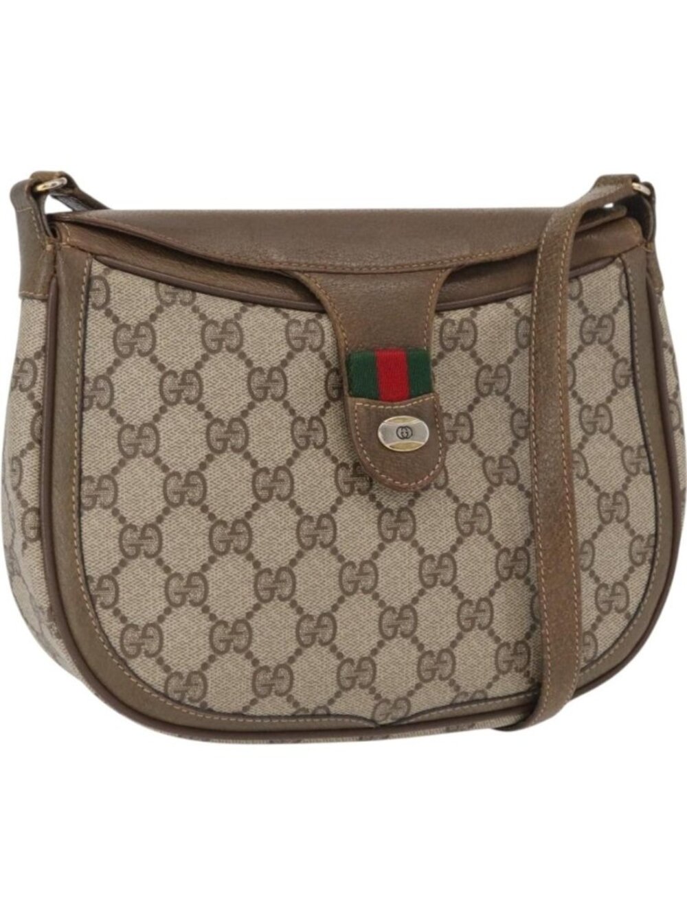 GUCCI GG Supreme Web Sherry Line Shoulder Bag PVC Beige 10 02 056